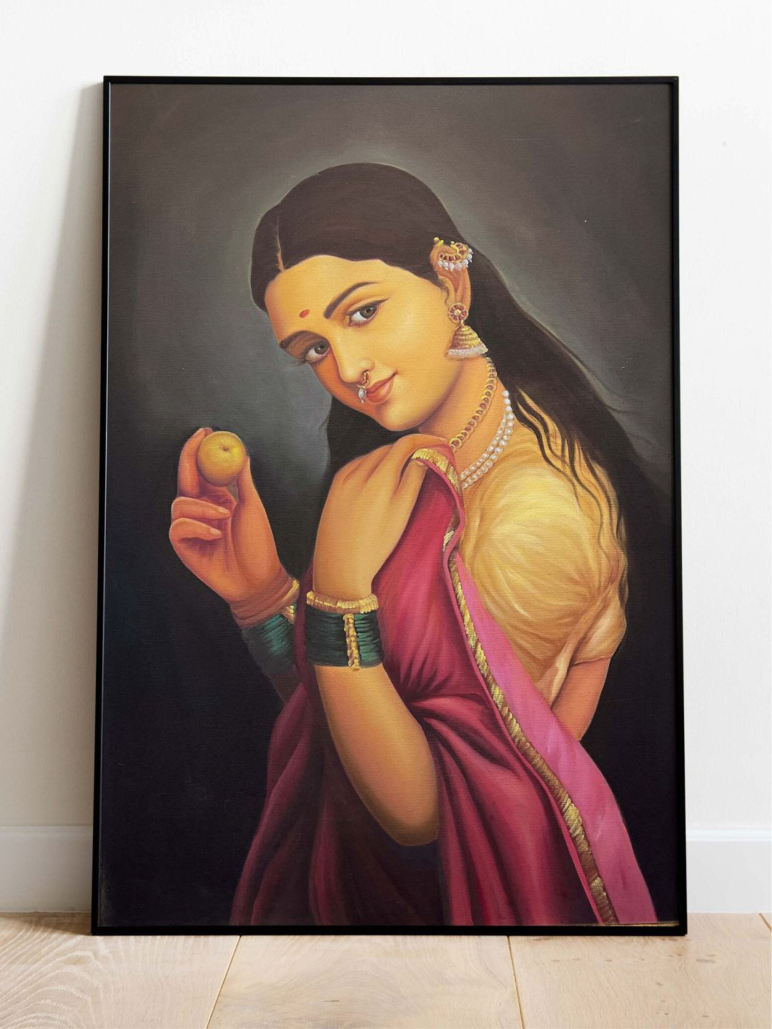 INDIAN CLASSIC ART Charcoal-Black & Beige Framed Vintage Wall Art