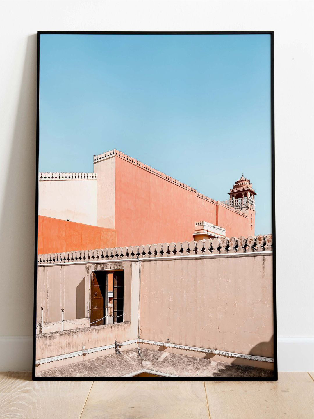 INDIAN CLASSIC ART Orange-Color & Beige Framed Hawa Mahal Wall Art