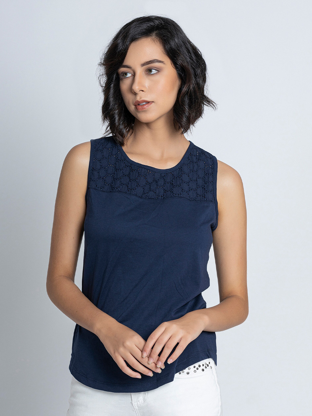 B.Copenhagen Sleeveless Lace Pure Cotton Top
