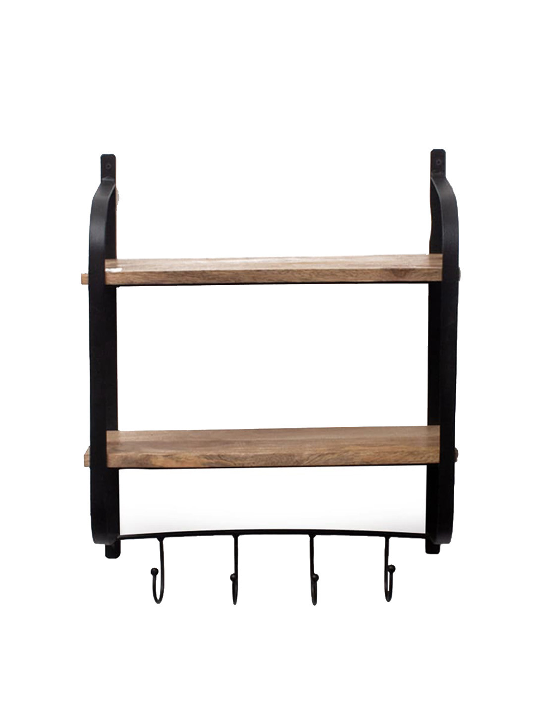 CASA DECOR Farmhouse Brown Wood Wall Shelf With Keyholders