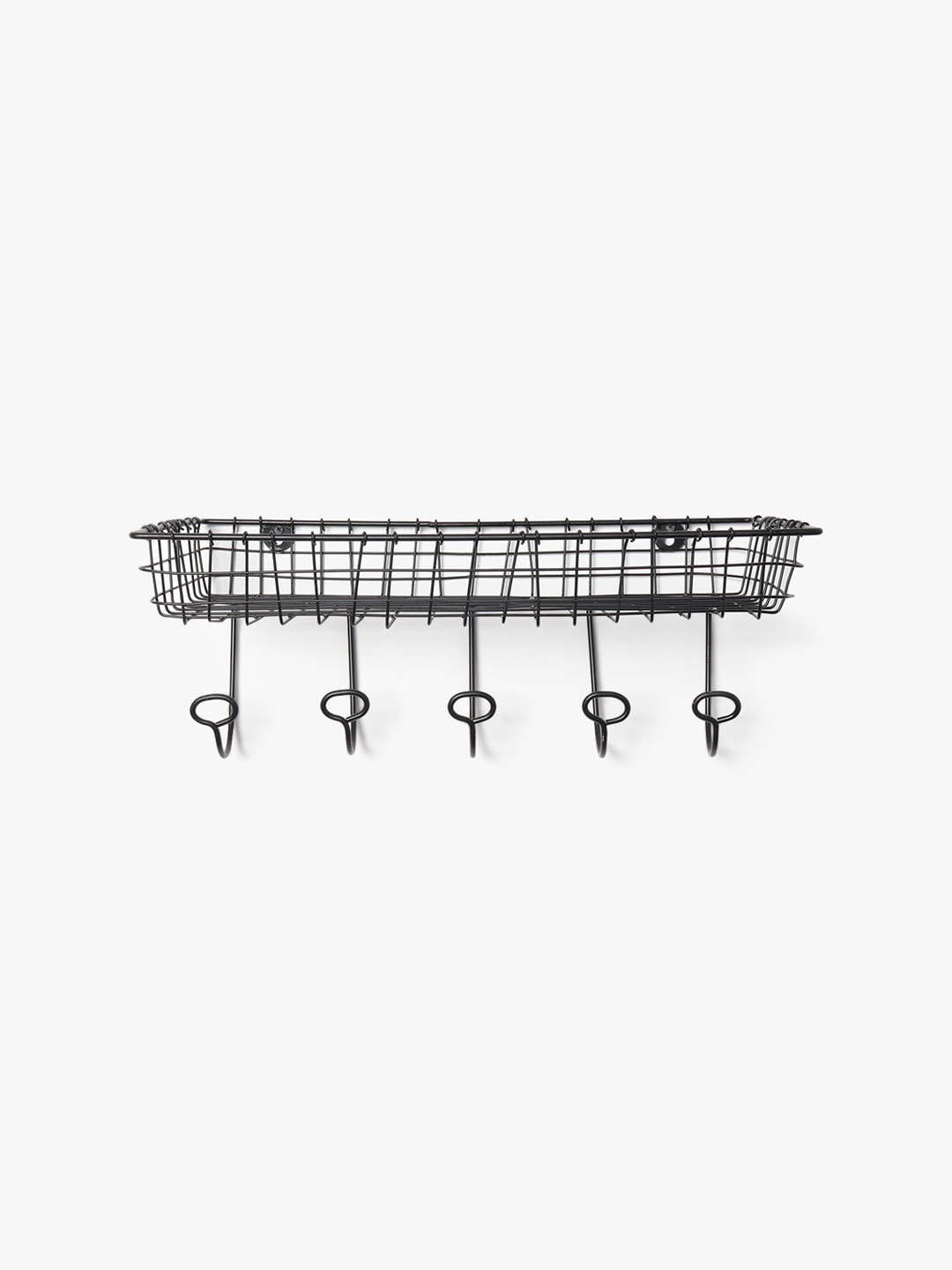 CASA DECOR Black Metal Wire Wall Shelf With Keyholders