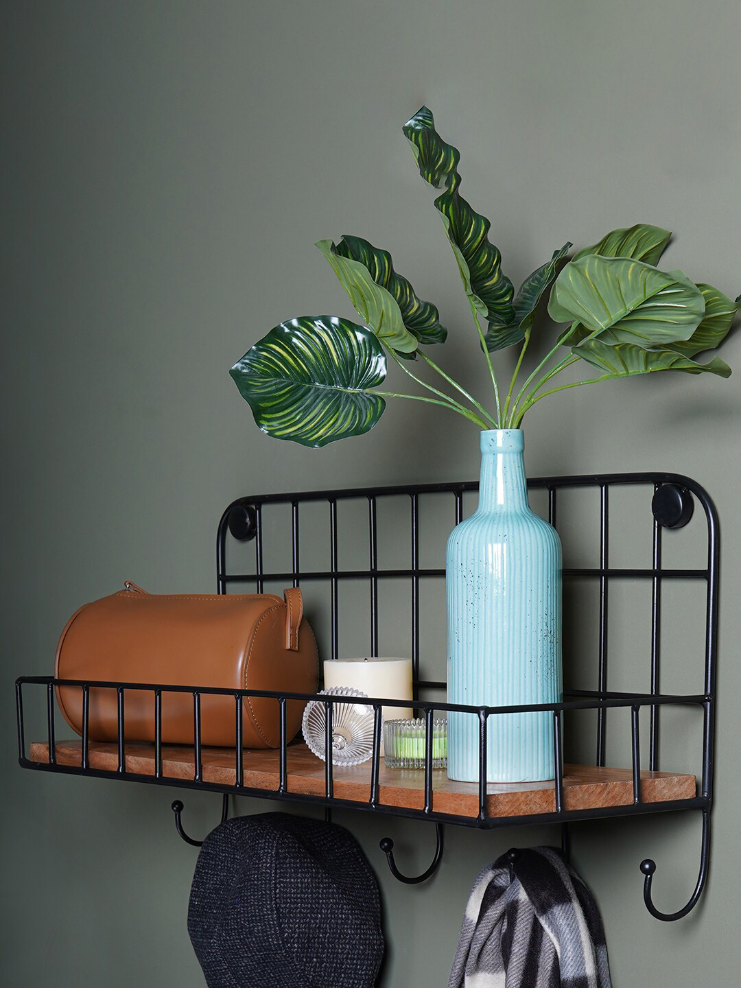 CASA DECOR Brown & Black Wood Wall Shelf