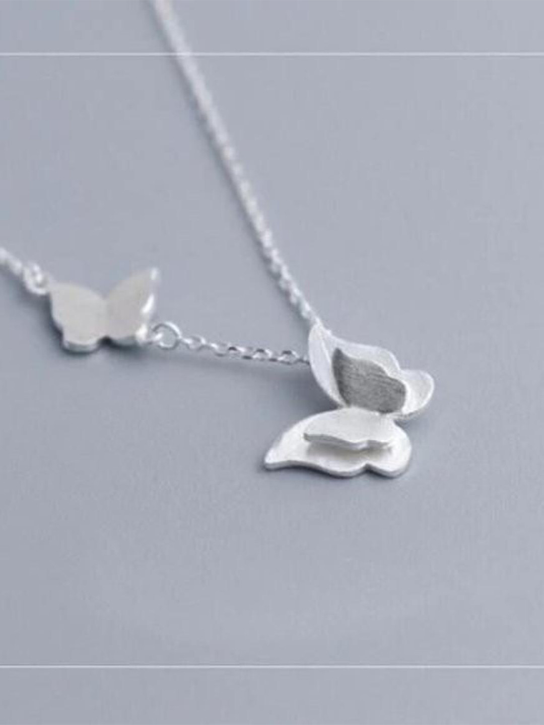 MYKI Silver-Plated Butterfly Pendant Necklace
