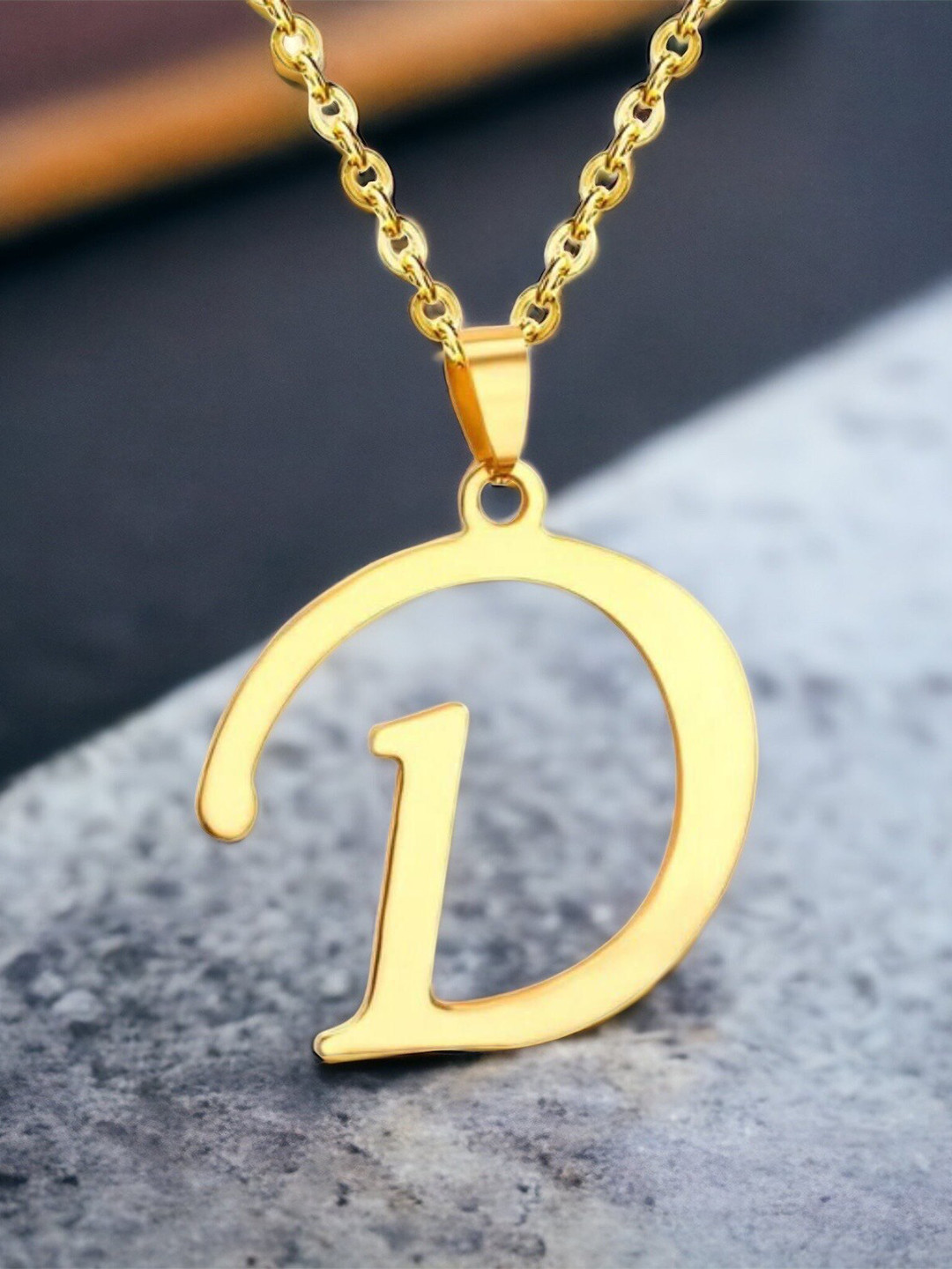 MYKI Gold-Plated 'D' Letter Pendant With Chain