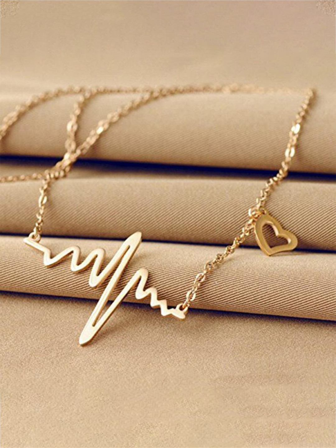 MYKI Gold-Plated Heartbeat Pendent Chain