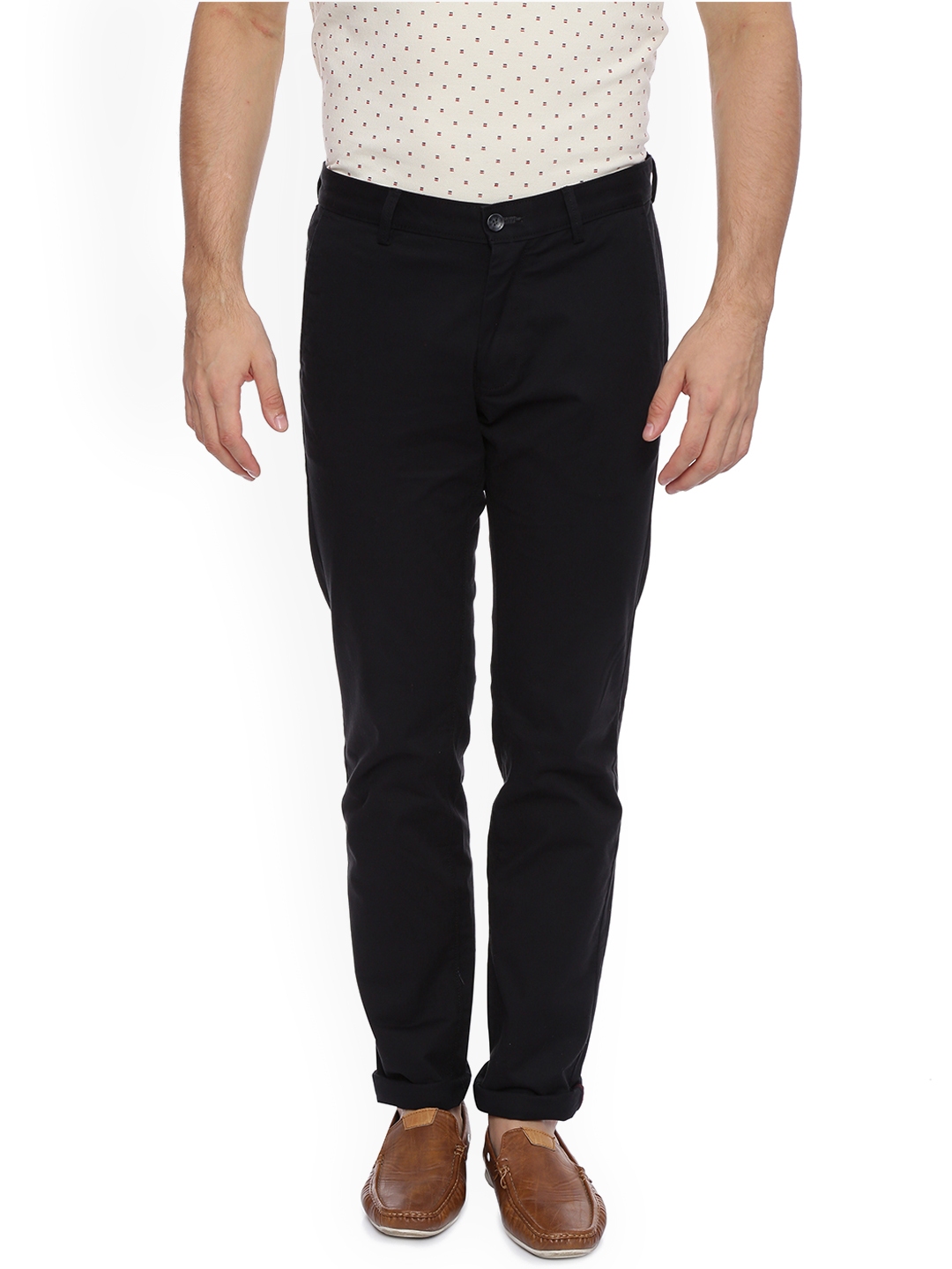 Dennisons Men Black Tapered Fit Solid Trousers