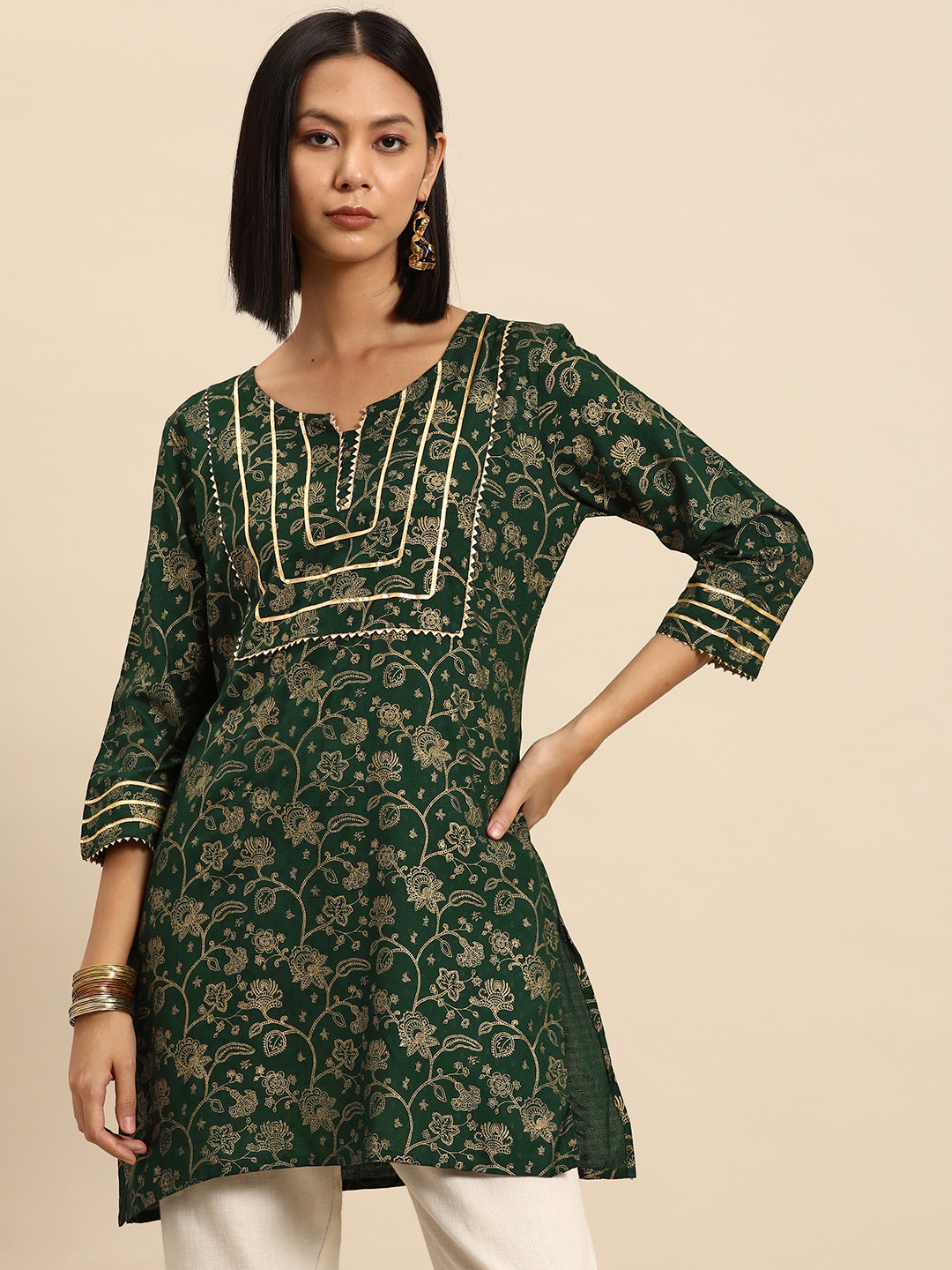 all about you Floral Printed Liva Short Kurti