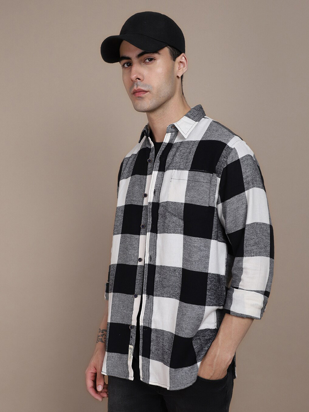 Dennis Lingo Buffalo Checked Cotton Slim Fit Opaque Casual Shirt