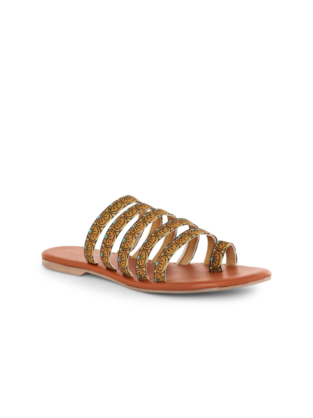 Kanvas Pattachitra Art Printed Strappy Open Toe Flats