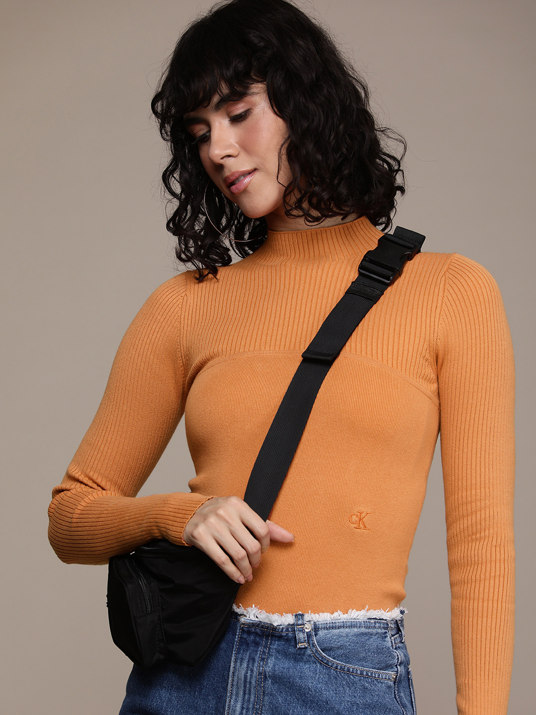 Calvin Klein Jeans Self-Design Ribbed Pullover Sweater