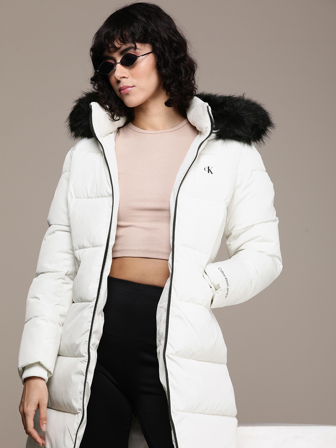 Aerie Jacket Womens XXS Off White Fluffy Full Zip Hooded Plush