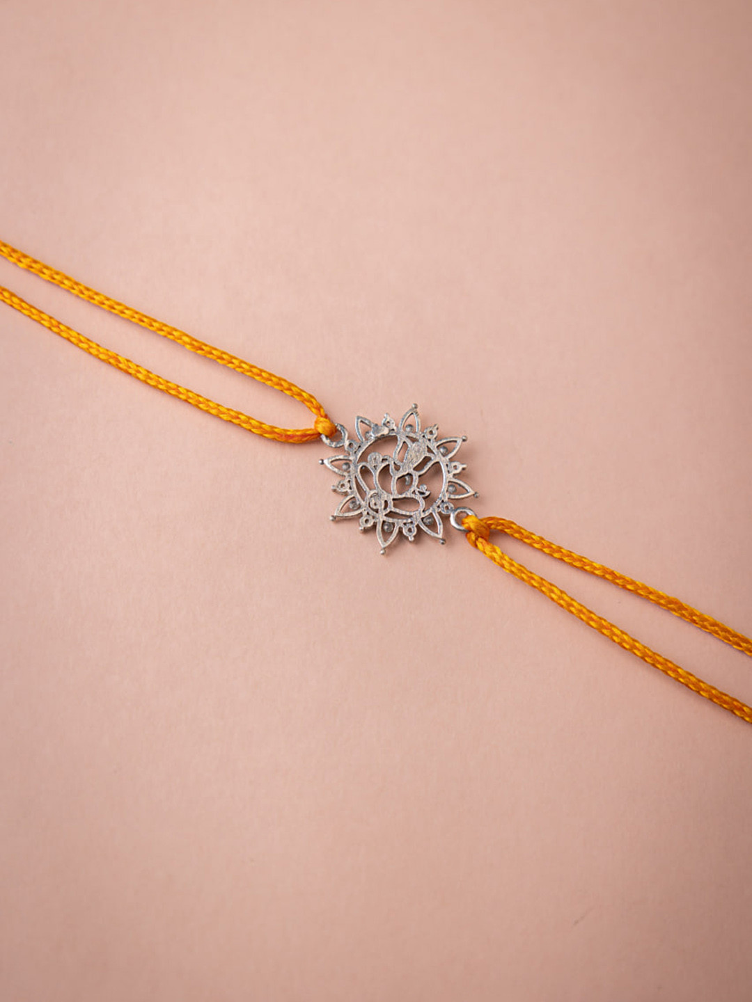 Shyle 925 Sterling Silver Ganesha Charm Tie-Up Rakhi