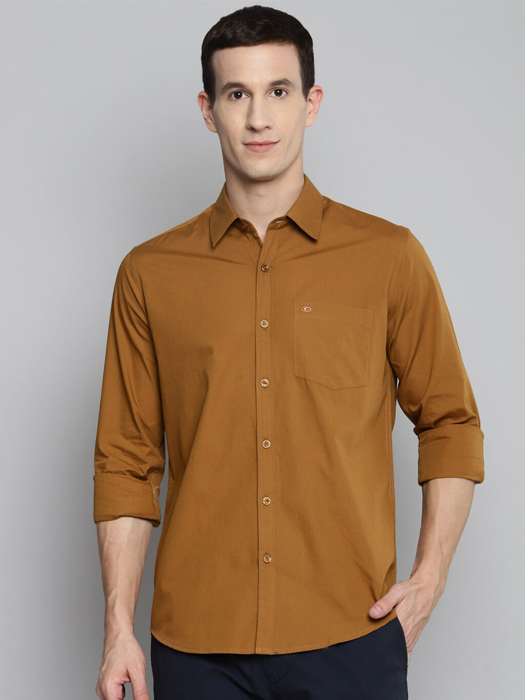 Allen Cooper Spread Collar Slim Fit Casual Shirt