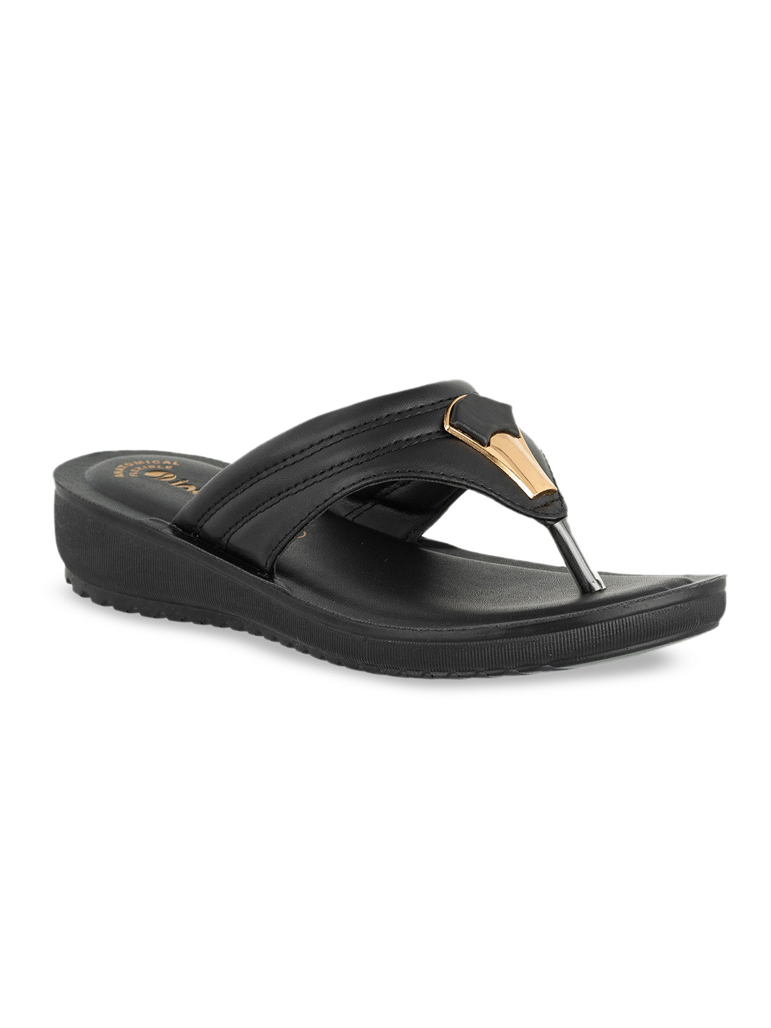 Inblu Textured Buckled Lightweight Anti Skid Open Toe Flats