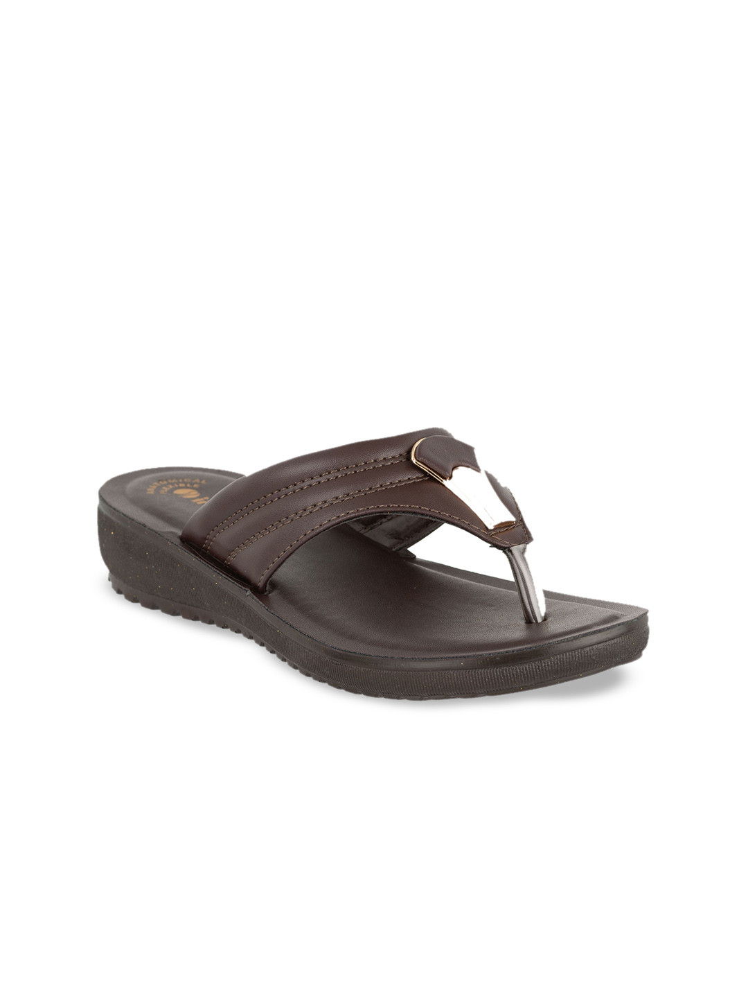 Inblu Textured Buckled Lightweight Anti-Skid Open Toe Flats