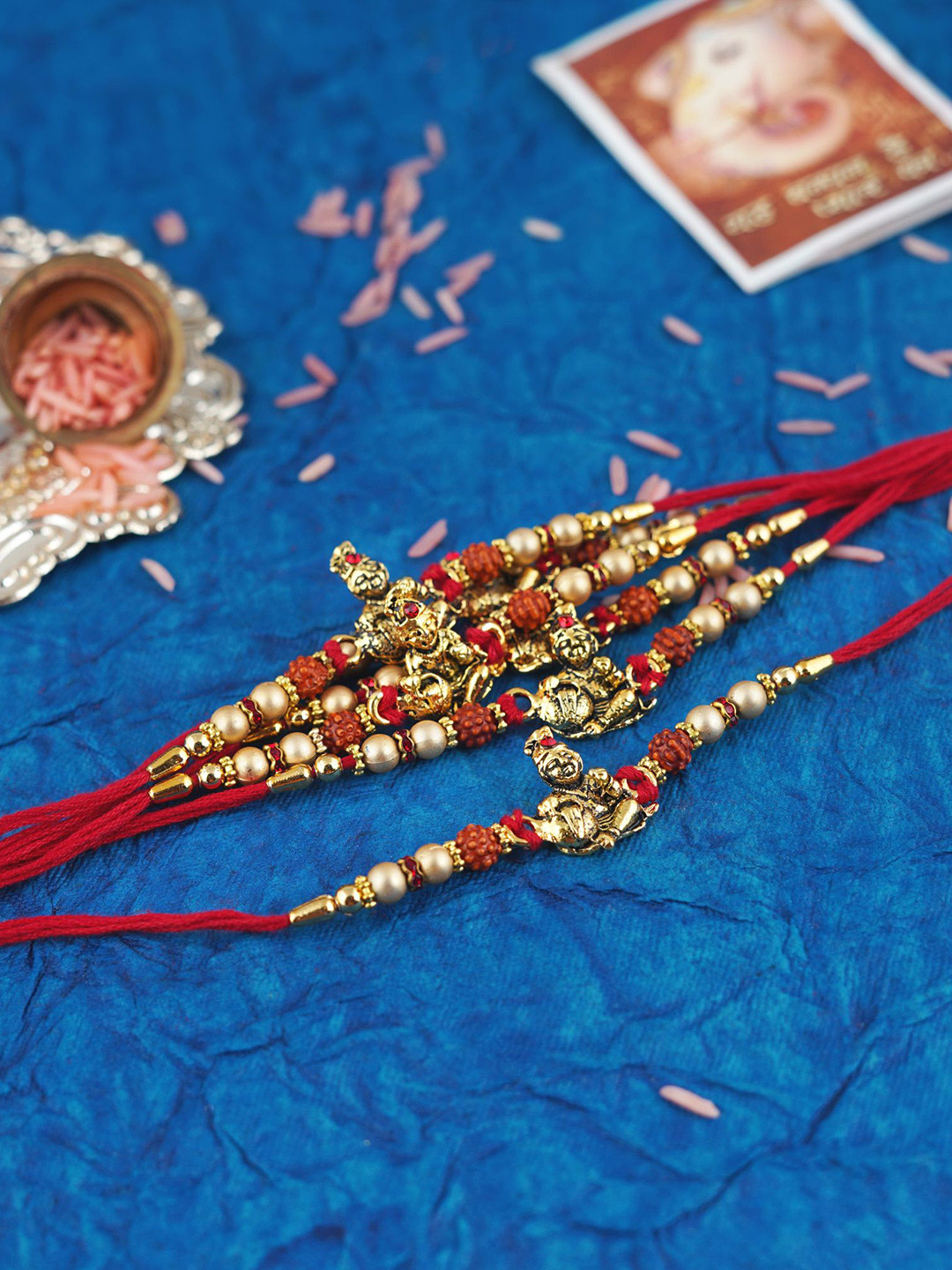 MANSIYAORANGE Set Of 6 Cotton Thread Rakhis