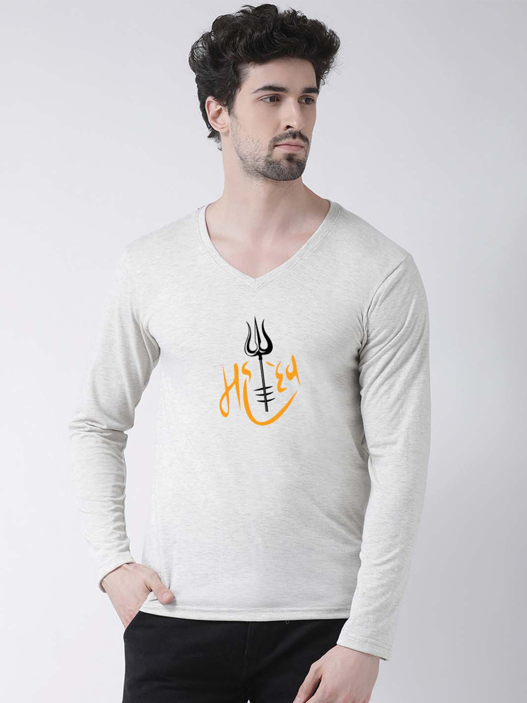 Friskers Mahadev Printed V-Neck T-shirt