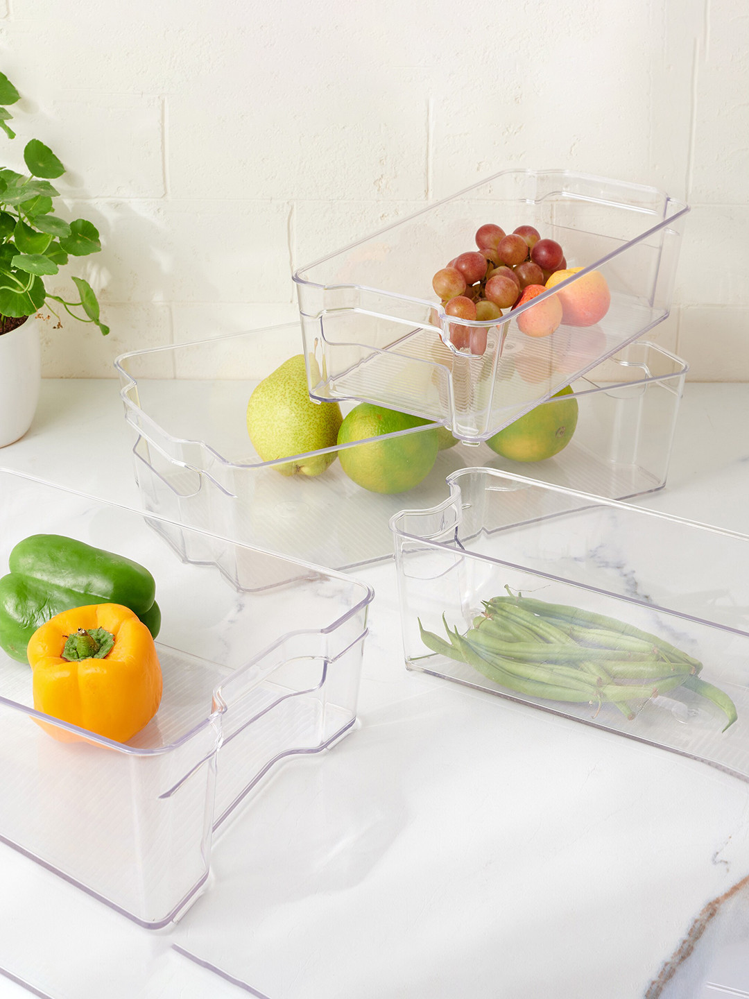 Home Centre Orion Elfin Transparent Plastic Dishwasher Safe Clip-On Fridge Container