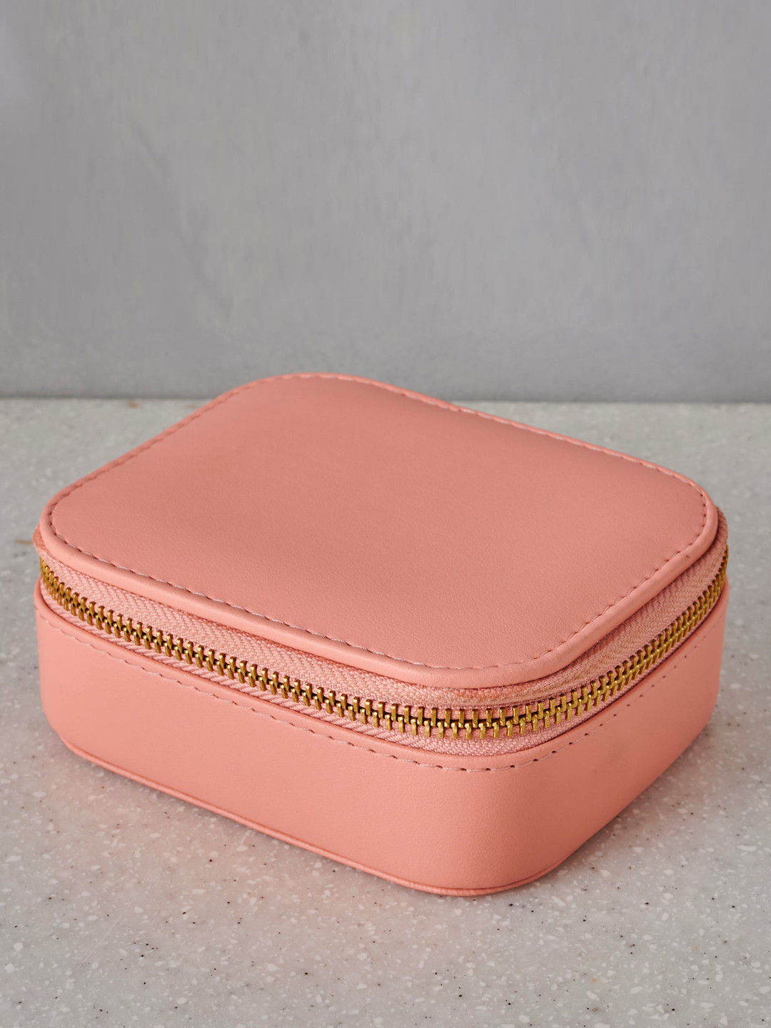 Home Centre Orion Emma Peach-Colored Solid Faux Leather Jewellery Box