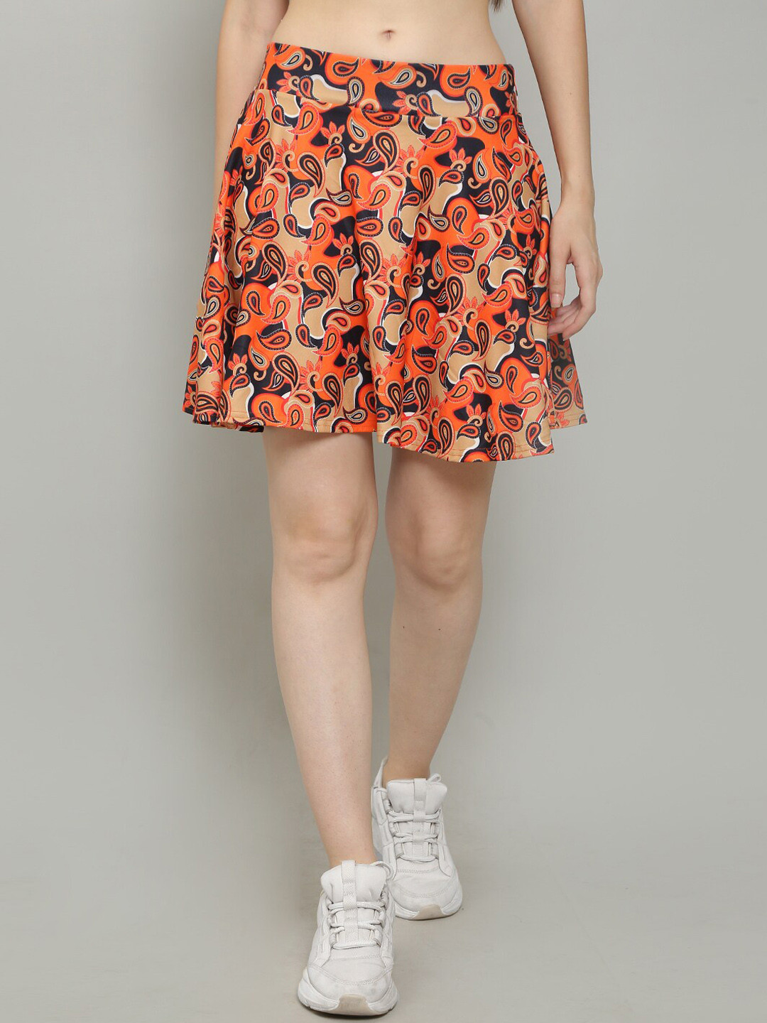 N-Gal Ethnic Paisley Printed Divided Mini Skirt