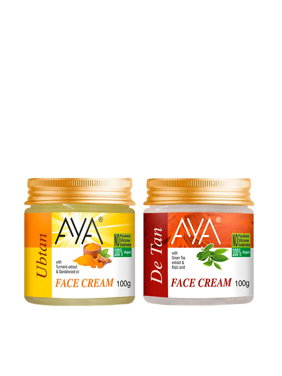 AYA Set of Ubtan & De-Tan Paraben Free Face Creams - 100g Each