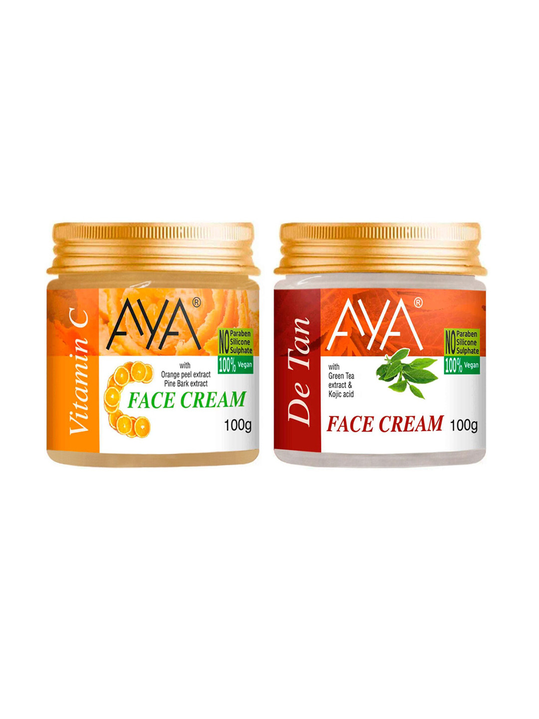 AYA Set of Vitamin C & De-Tan No Paraben Face Creams - 100 g Each