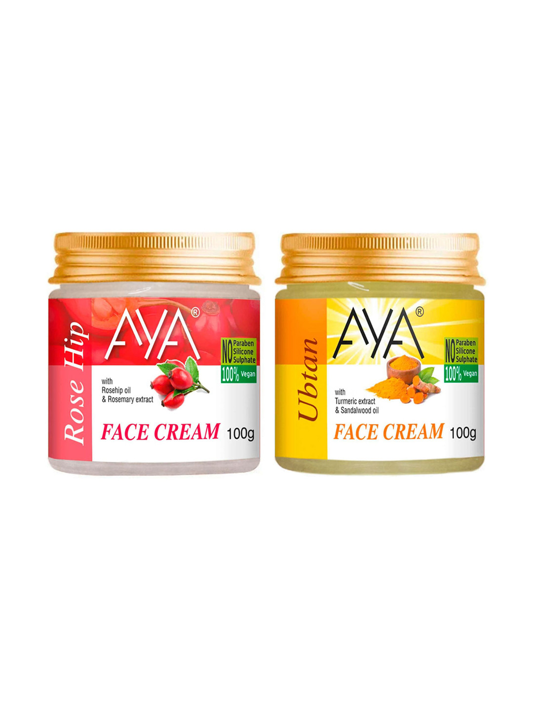 AYA Set of Rosehip & Ubtan No Paraben Face Creams - 100 g Each