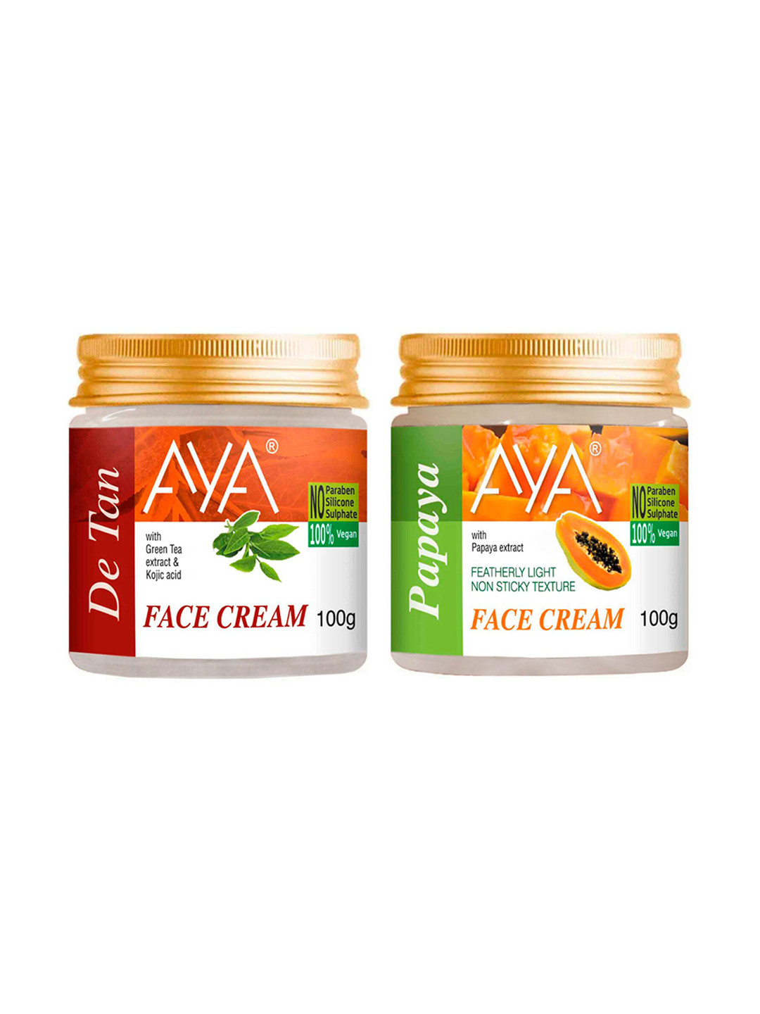 AYA Set of De-Tan & Papaya Vegan Face Cream - 100 g each