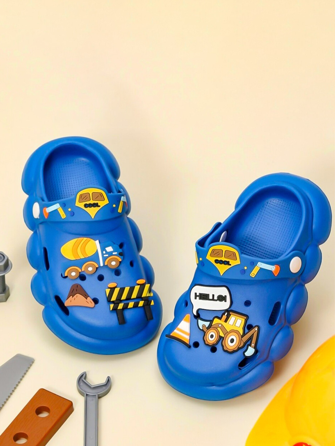 Yellow Bee Boys Tractor and Truck Applique Clogs