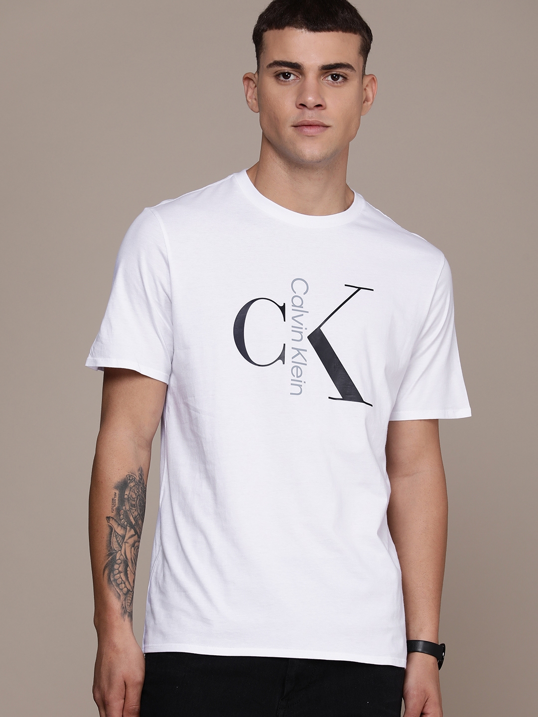 Buy Calvin Klein Jeans Brand Logo Printed Pure Cotton T Shirt - Tshirts for  Men 23832648