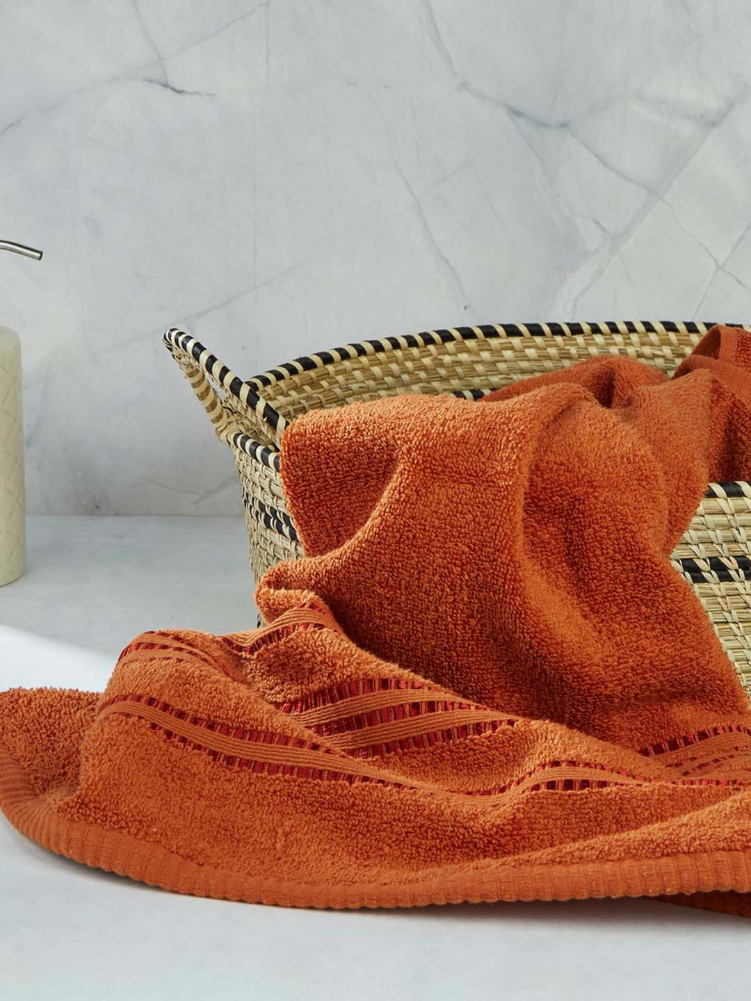 Fabindia Rust Red Solid 380 GSM Cotton Bath Towel