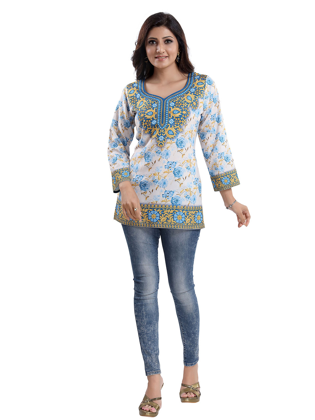 keshubaba Floral Printed Pure Crepe Kurti