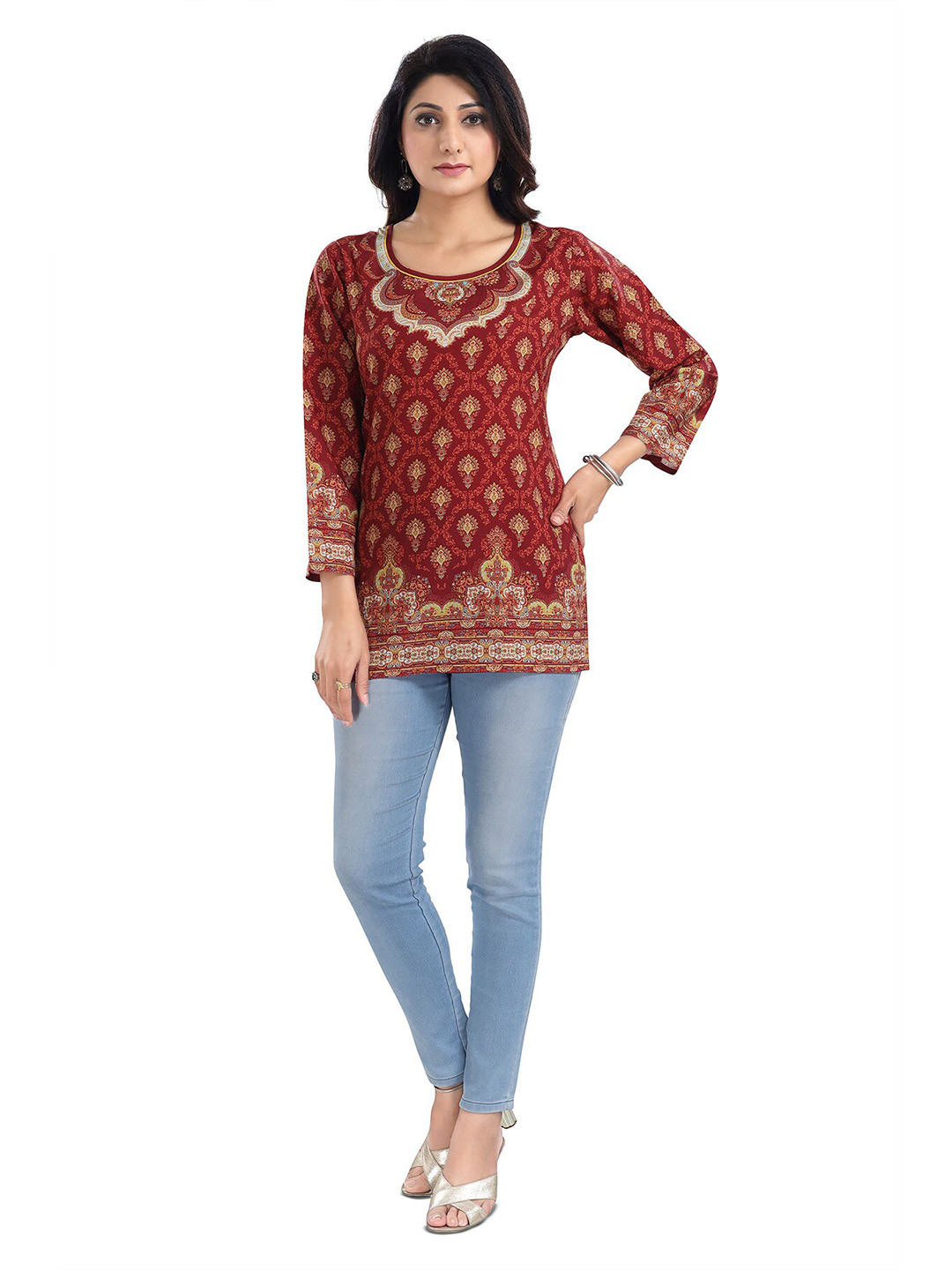 keshubaba Ethnic Motifs Printed Crepe Kurti