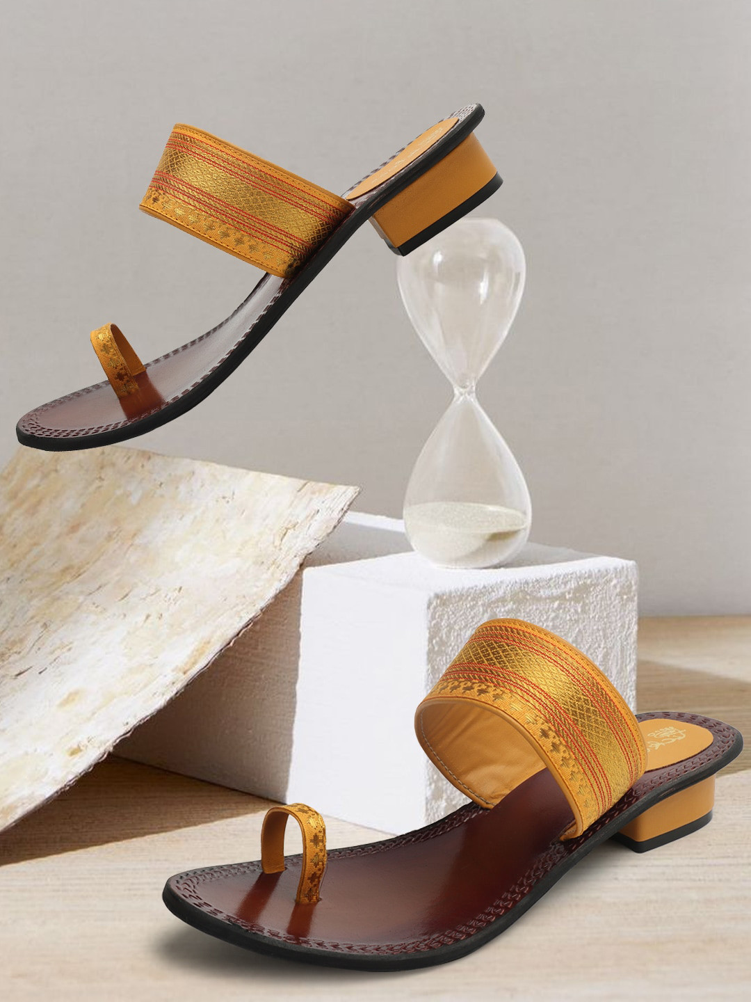 Picktoes Printed One Toe Block Heels