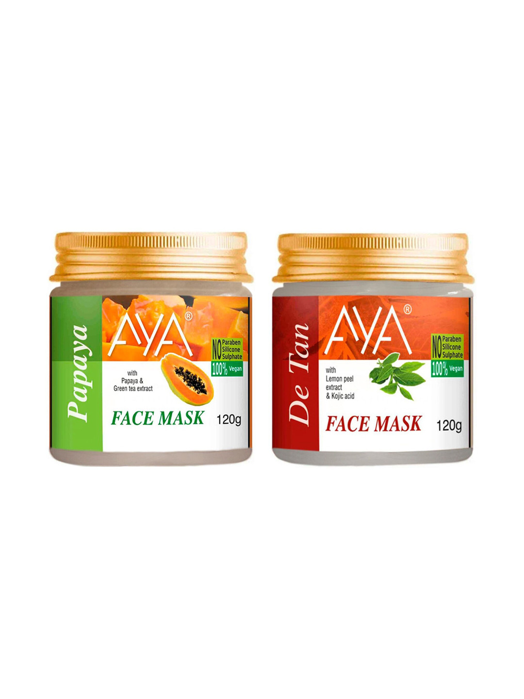 AYA Set Of 2 Paraben Free Face Masks - Papaya & De Tan - 120g Each