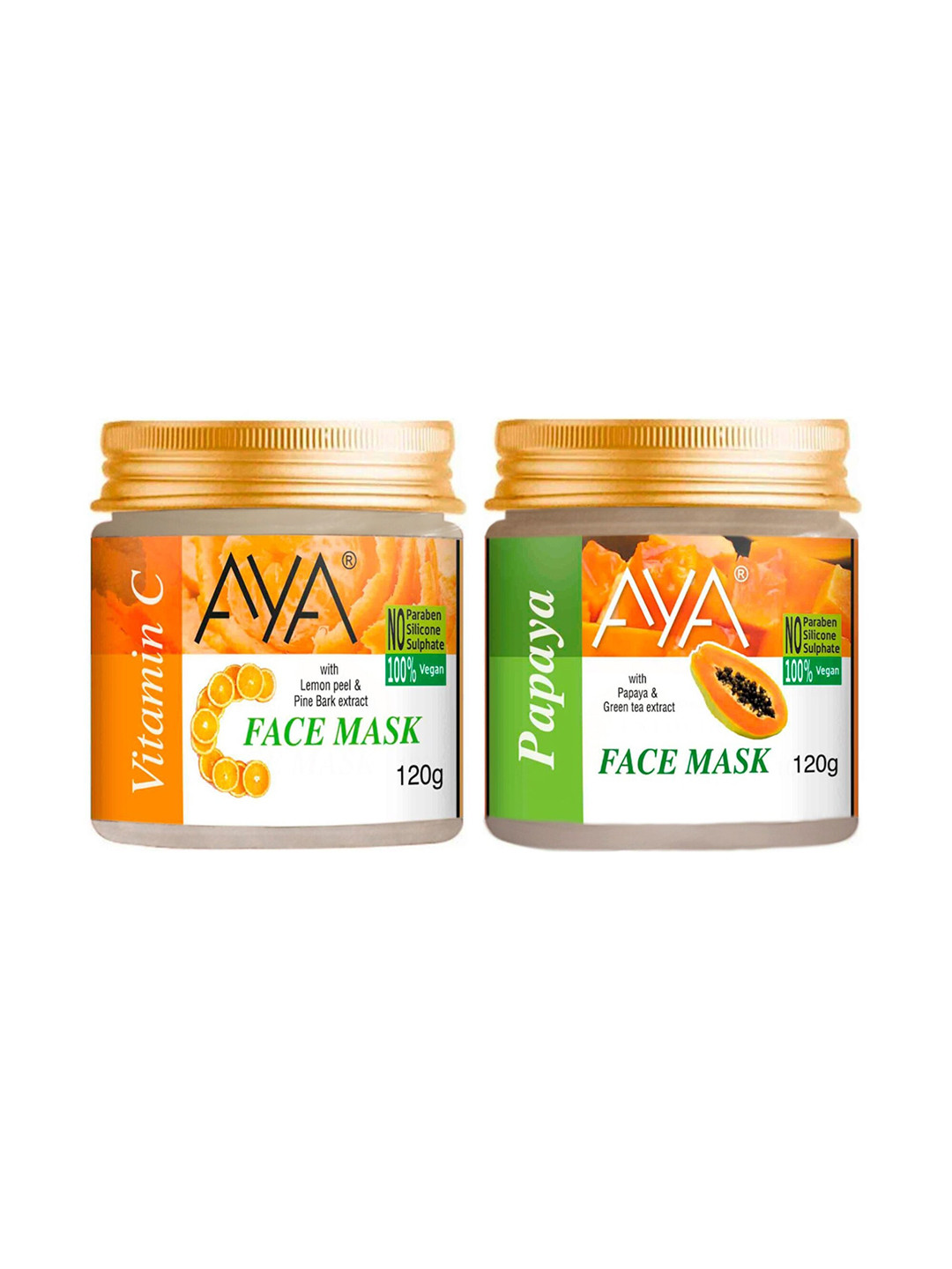 AYA Set Of 2 Paraben Free Face Masks - Vitamin C & Papaya - 120g Each