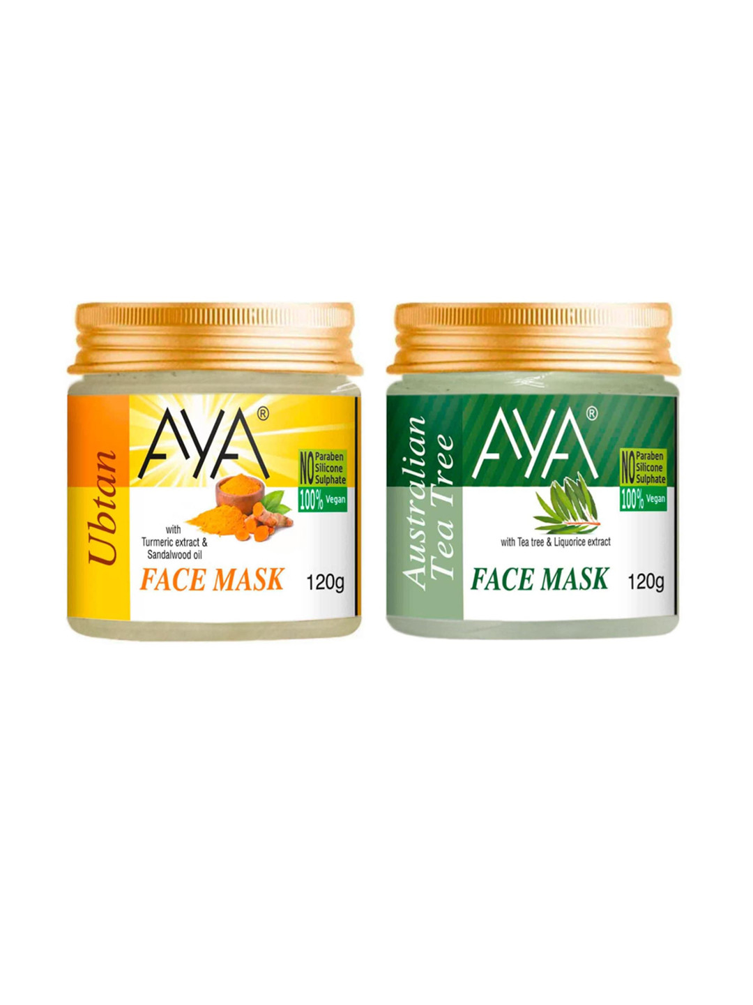AYA Set Of 2  Australian Tea Tree & Ubtan Face Mask - 120g Each