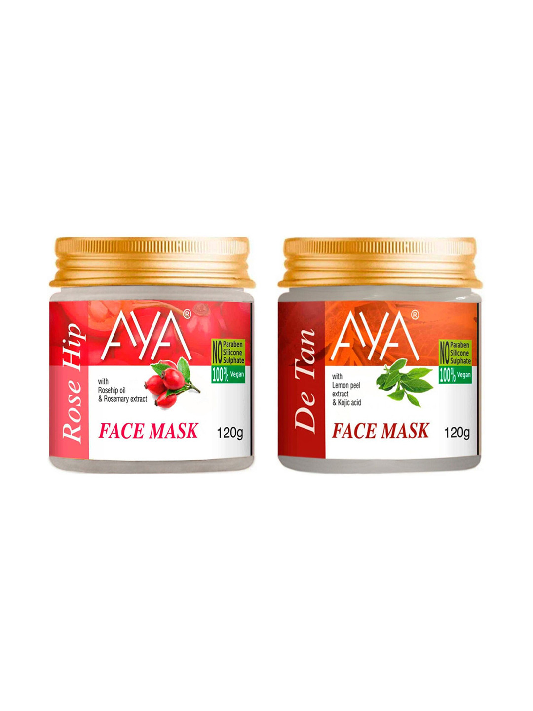 AYA Set Of 2 Rosehip & De-Tan Face Masks-120gm Each