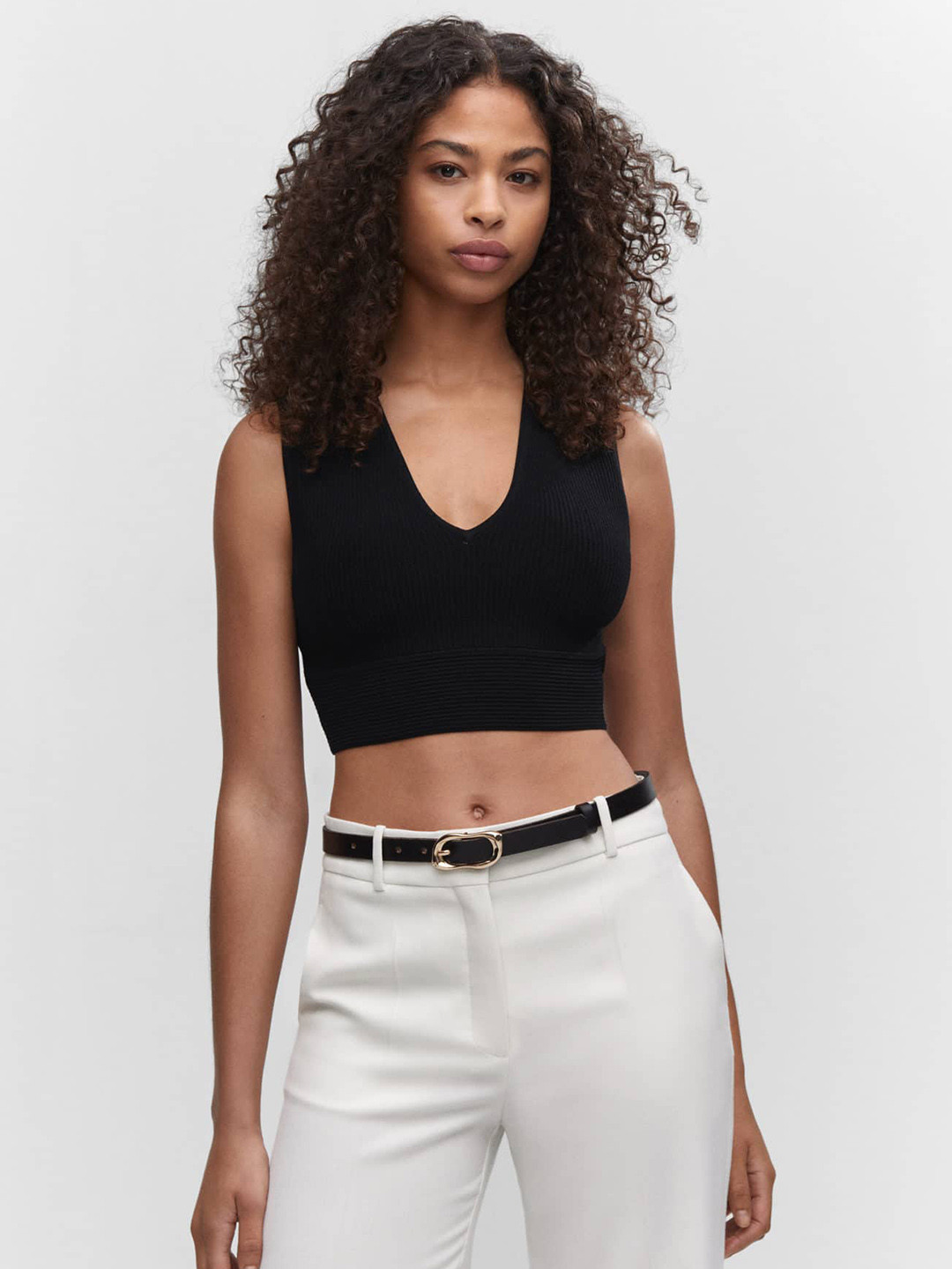 MANGO Ribbed Crop Top
