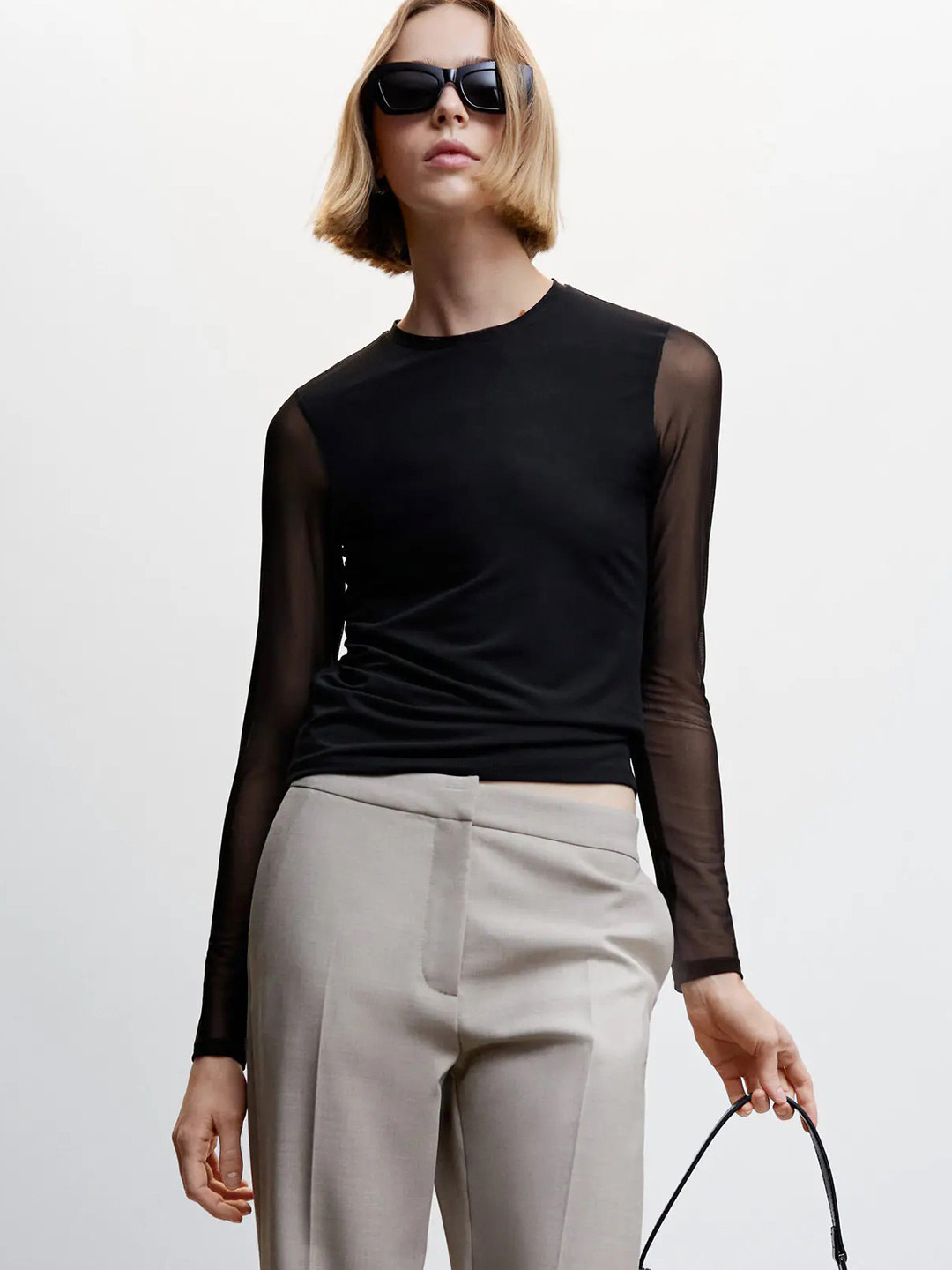 COLOR CAPITAL Round Neck Net Top