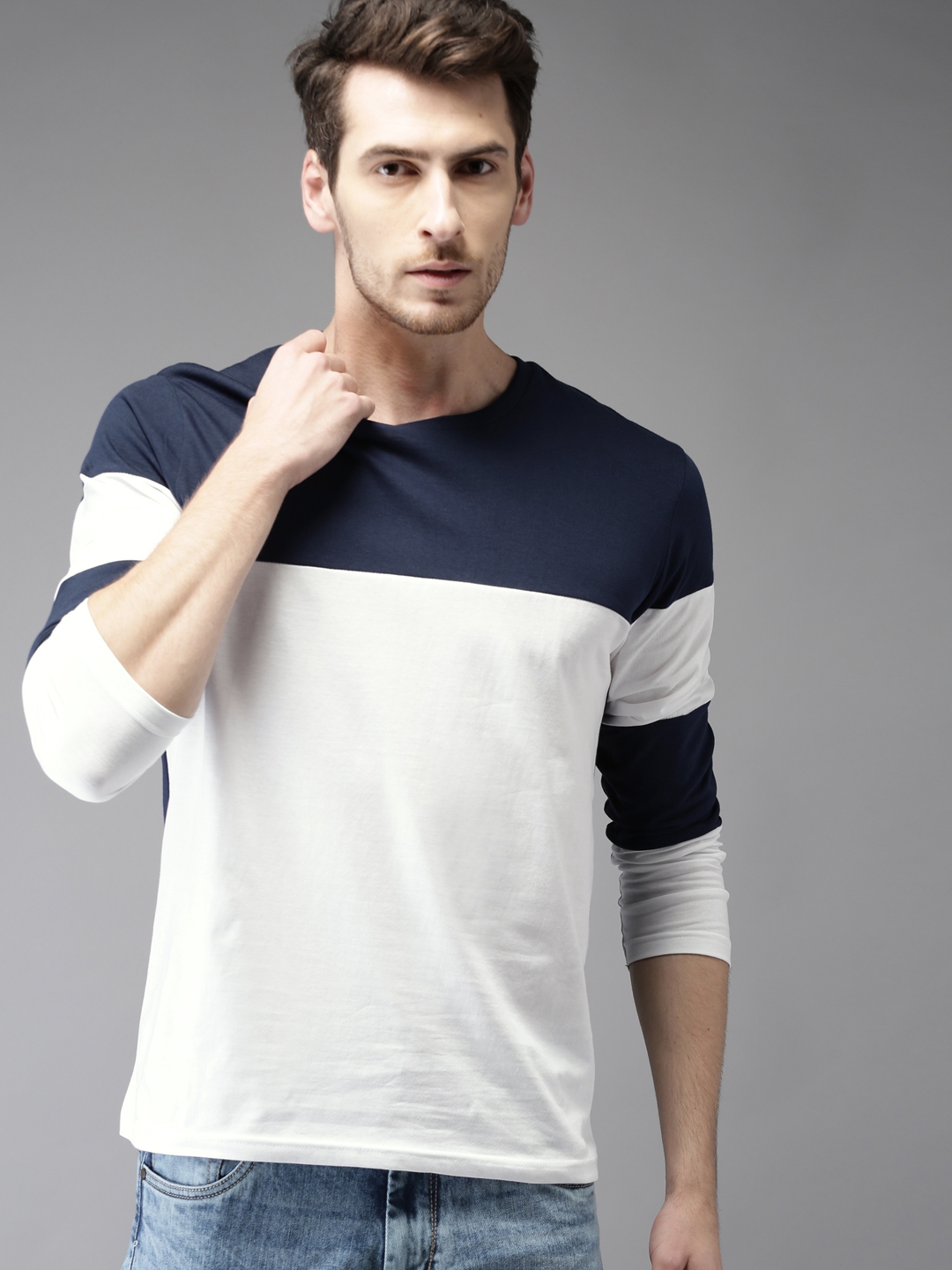 navy blue t shirt myntra