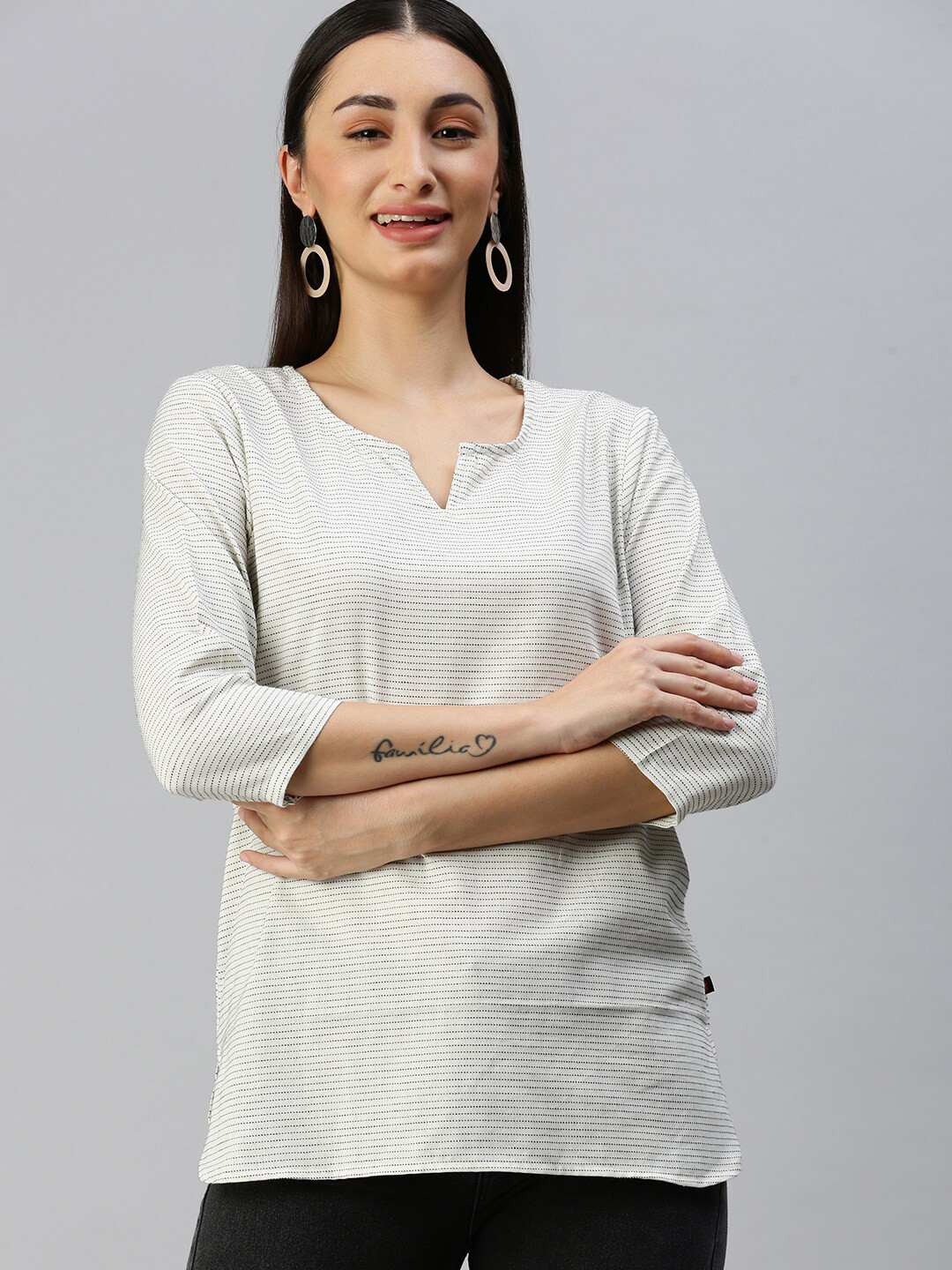 Bareblow Micro Ditsy Printed Linen Regular Top