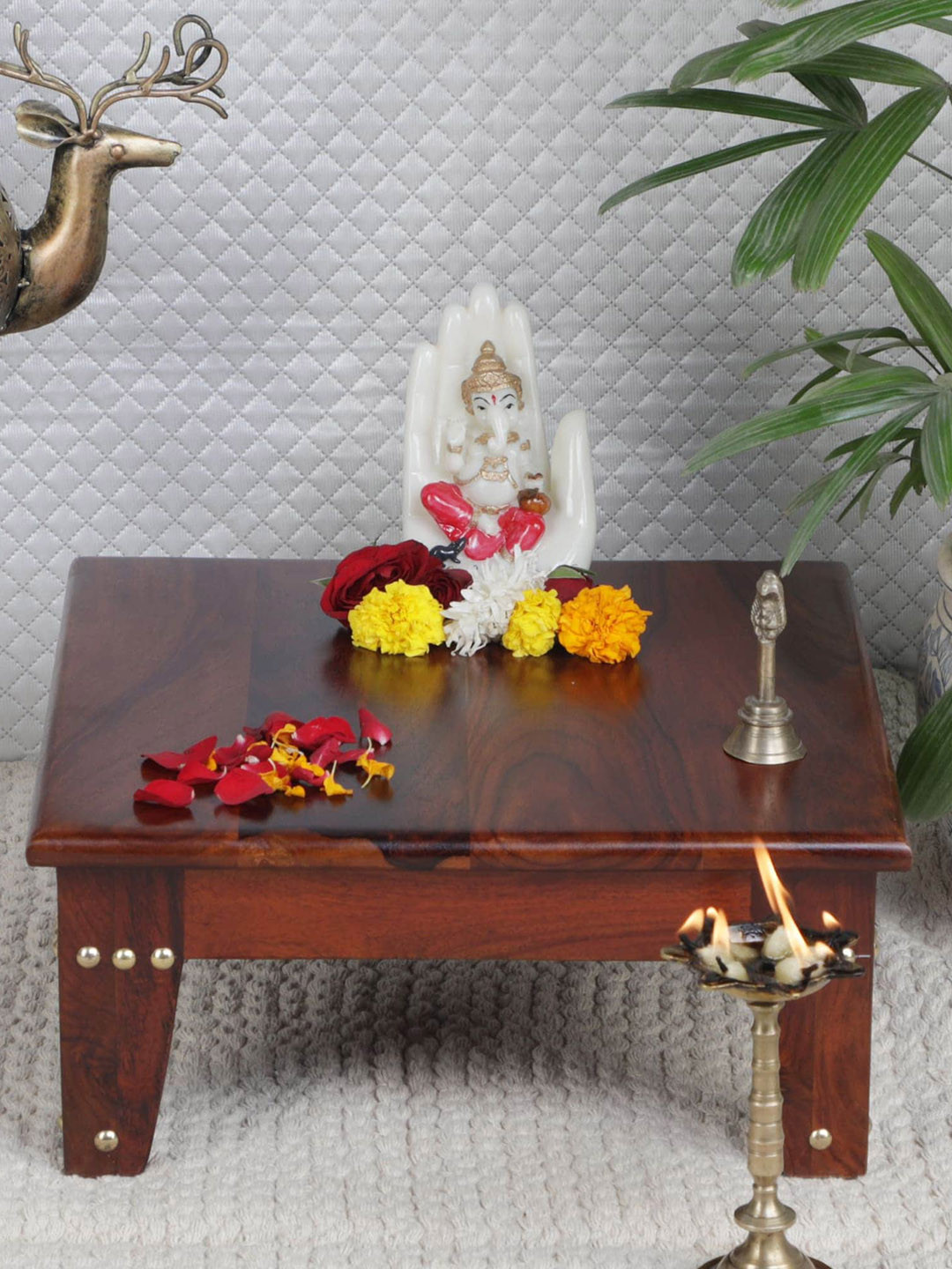 GLOBALLY INDIAN Brown Wooden Chowkie