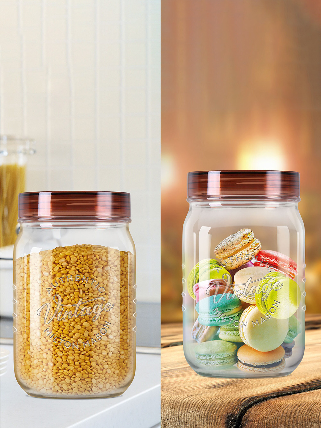 Milton Transparent  2 Pieces Vintage Pet Jar Storage Container Set-1.5 Litres Each