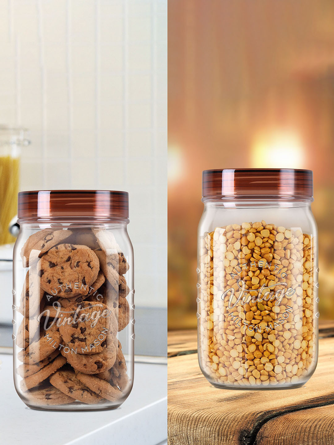 Milton Transparent 2 Pieces Vintage Pet Jar Storage Container Set -1 Litre Each