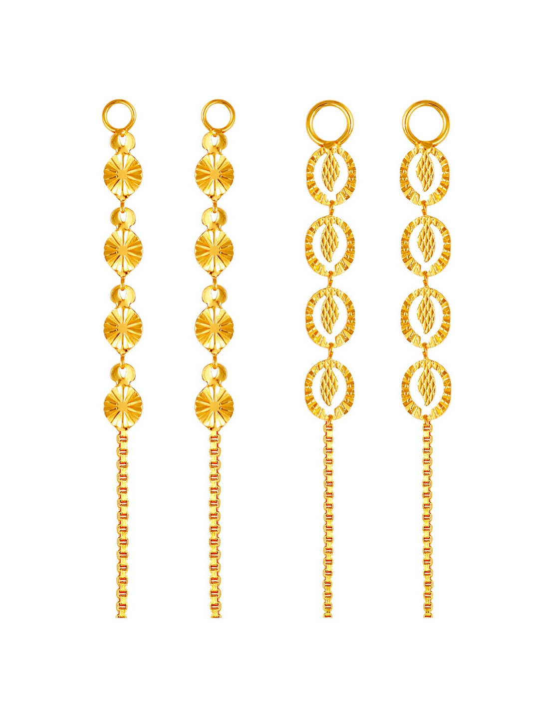 Vighnaharta Set Of 2 Gold-Plated Ear Cuff Ear Chain