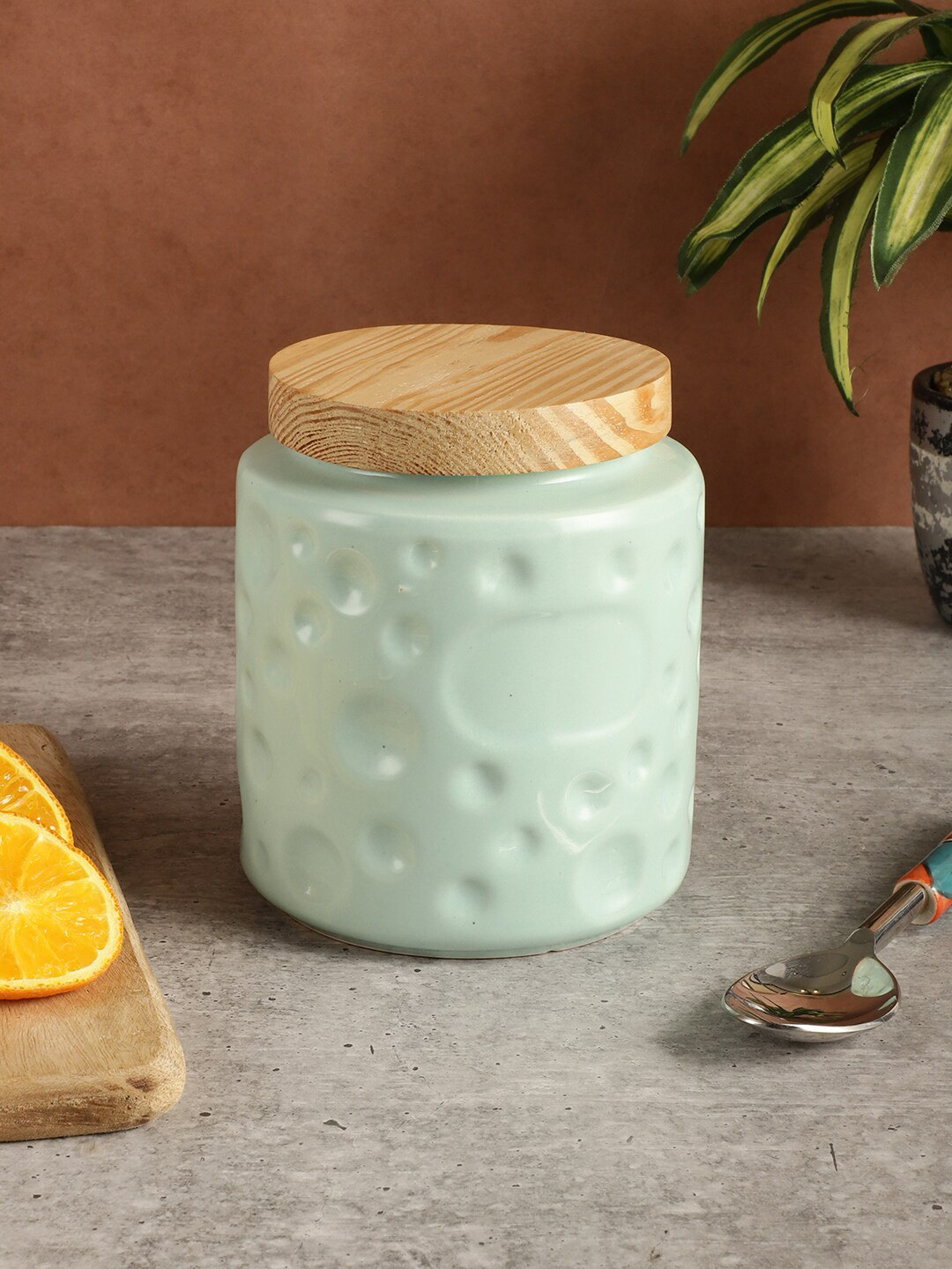 Miah Decor Green Ceramic Air Tight Clip-On Jar-700ml