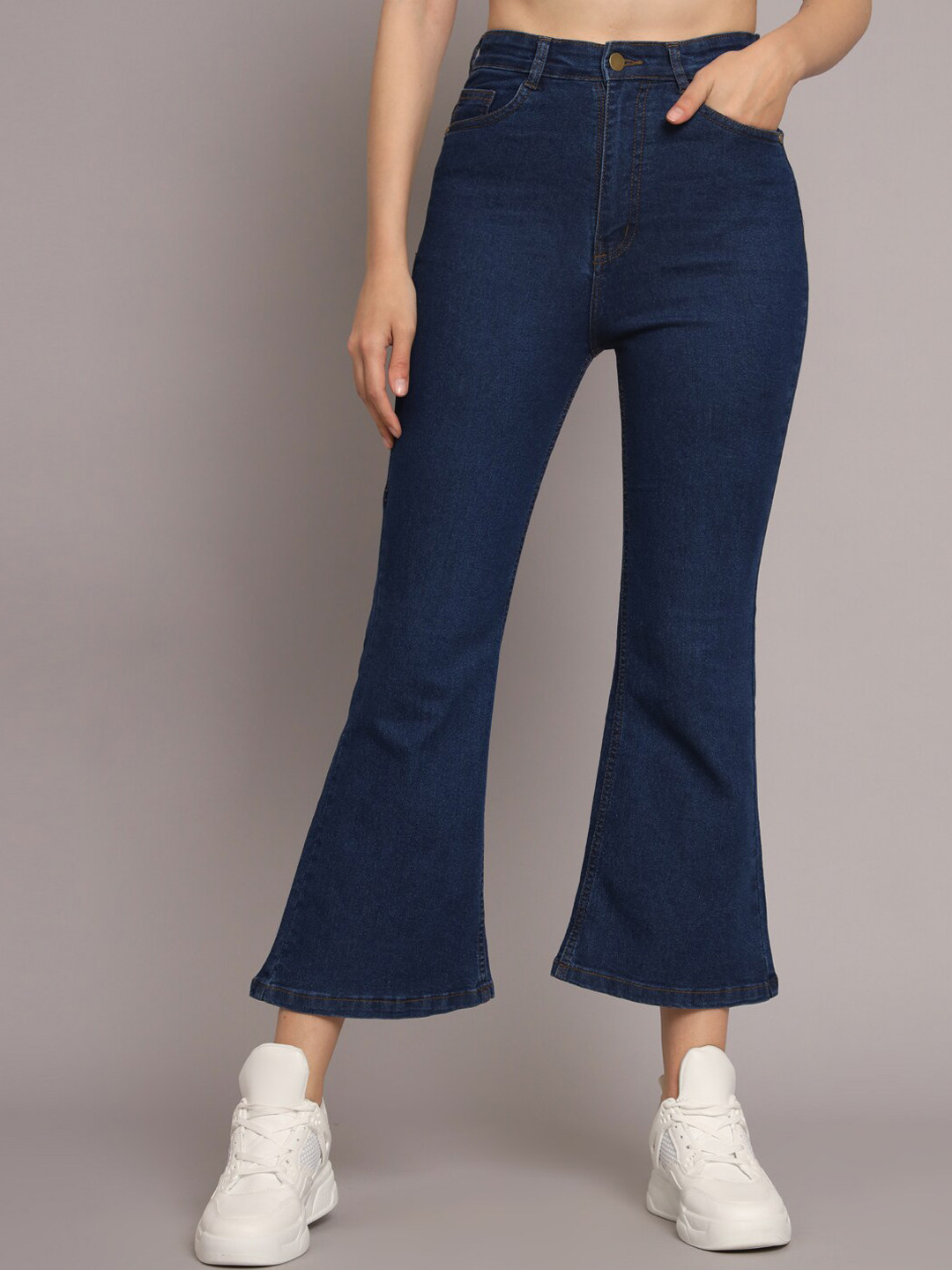 BAESD Women Bootcut High-Rise Cropped Stretchable Jeans