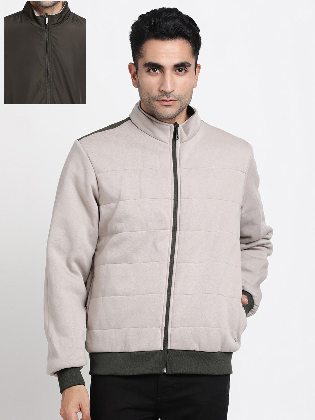Turtle Men Reversible Bomber Jacket With Zip Detail