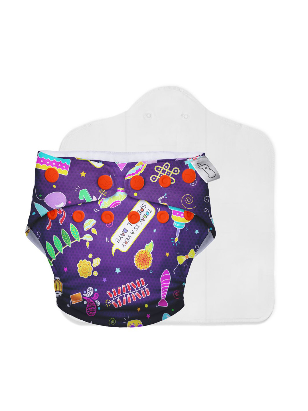 SuperBottoms Kids Purple Printed UNO Cloth Diaper with Dry Feel Magic Pad